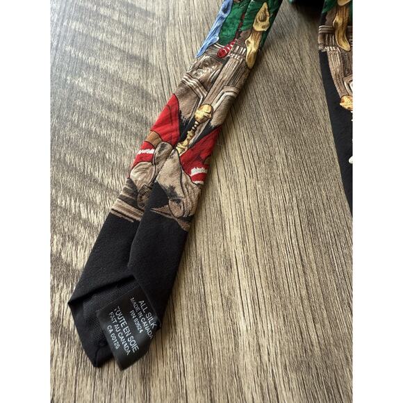 Vintage 1999 Saturday Evening Post Silk Green Christmas Necktie Santa Chimney - Picture 6 of 7